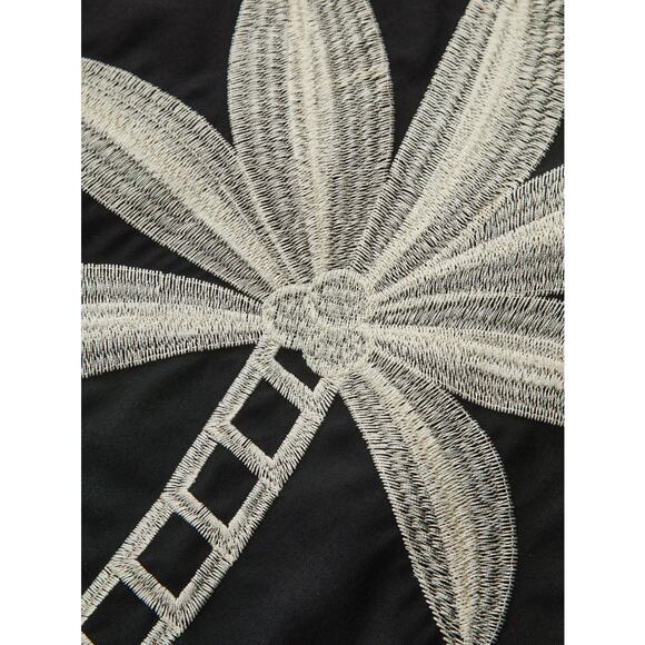 Commense Black Palm Tree Embroidered Wide-Leg Pants Size Small NWT - Picture 3 of 5